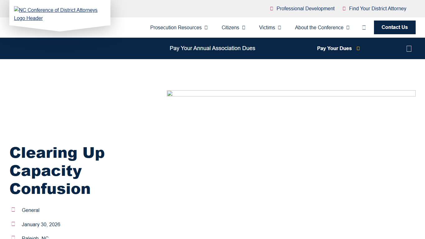 Clearing Up Capacity Confusion - North Carolina Conference of District Attorneys