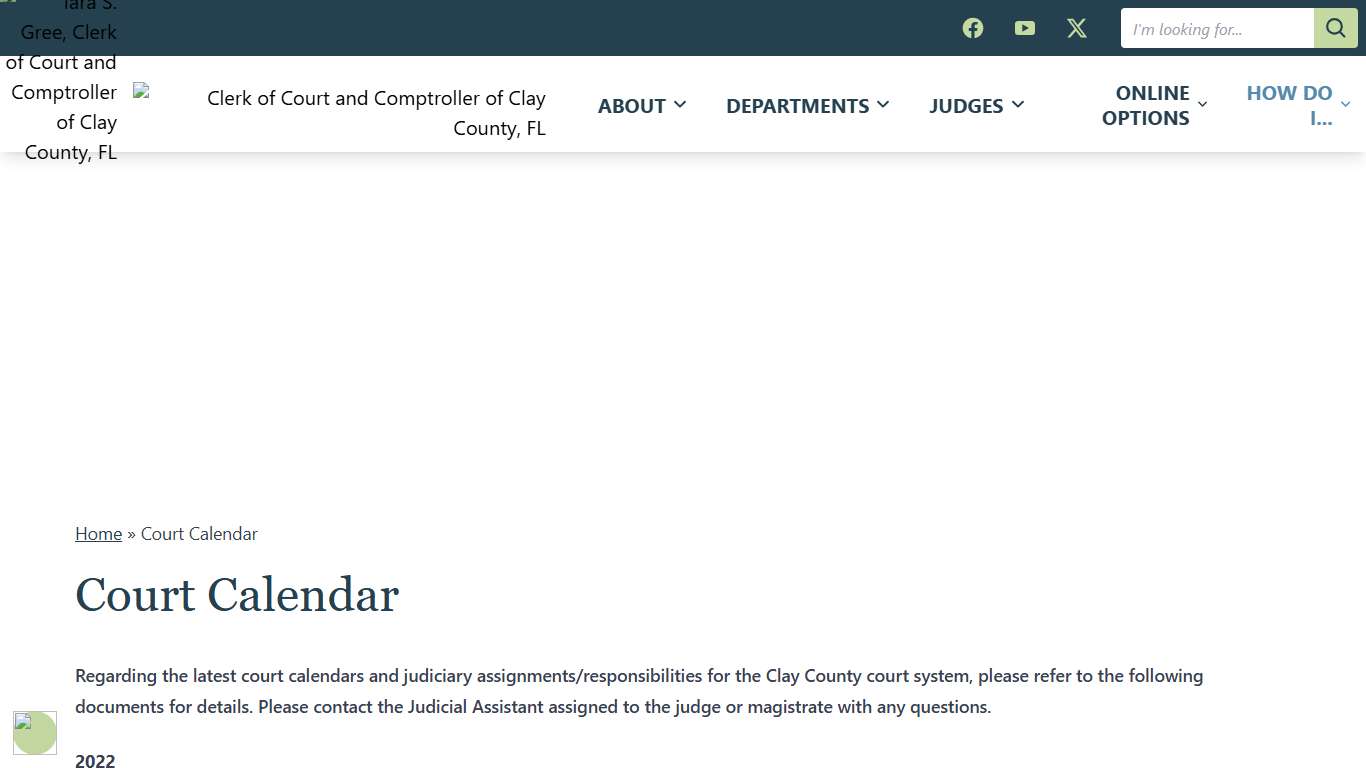Court Calendar Clay County Clerk of Court